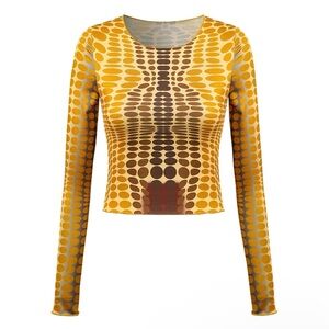 Polka Dot Yellow and Brown Women's Top